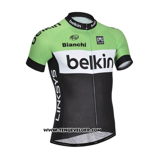 2014 Maillot Ciclismo Belkin Vert et Noir Manches Courtes et Cuissard